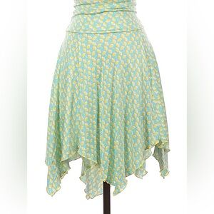 Diane Von Furstenberg 100% Silk Skirt Asymmetric Floral Teal Yellow Women’s 12‎